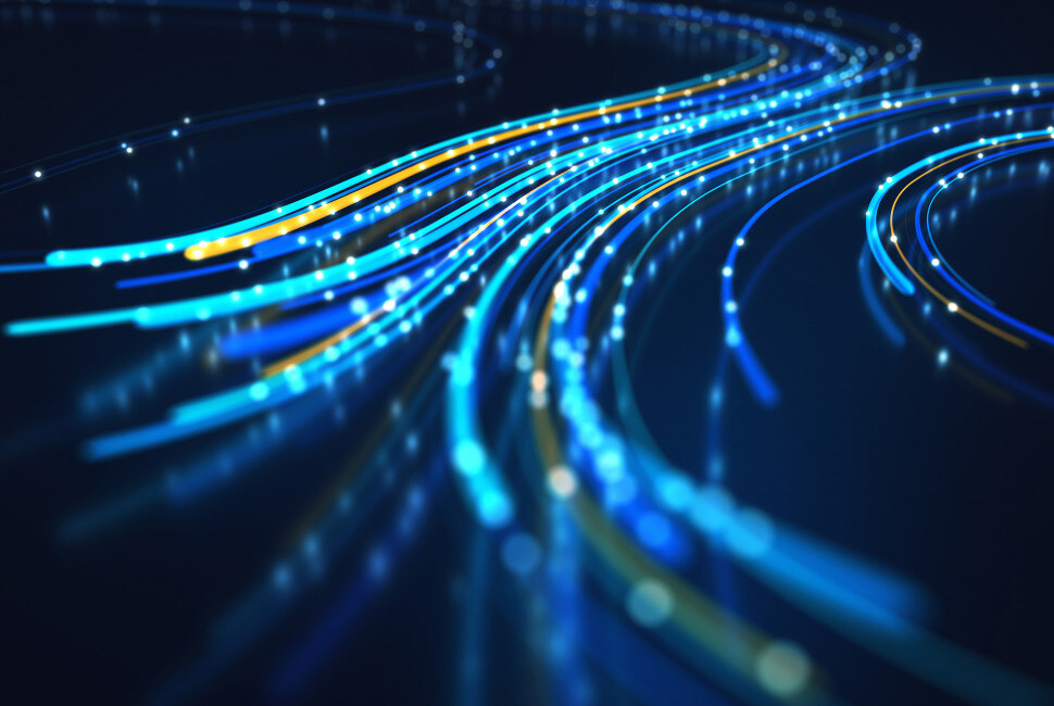 Fibre ottiche luminose usate nell’esperimento di rete quantistica