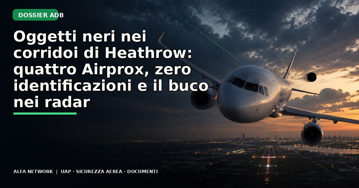 Oggetti neri nei corridoi di Heathrow: quattro Airprox, zero identificazioni e il buco nei radar