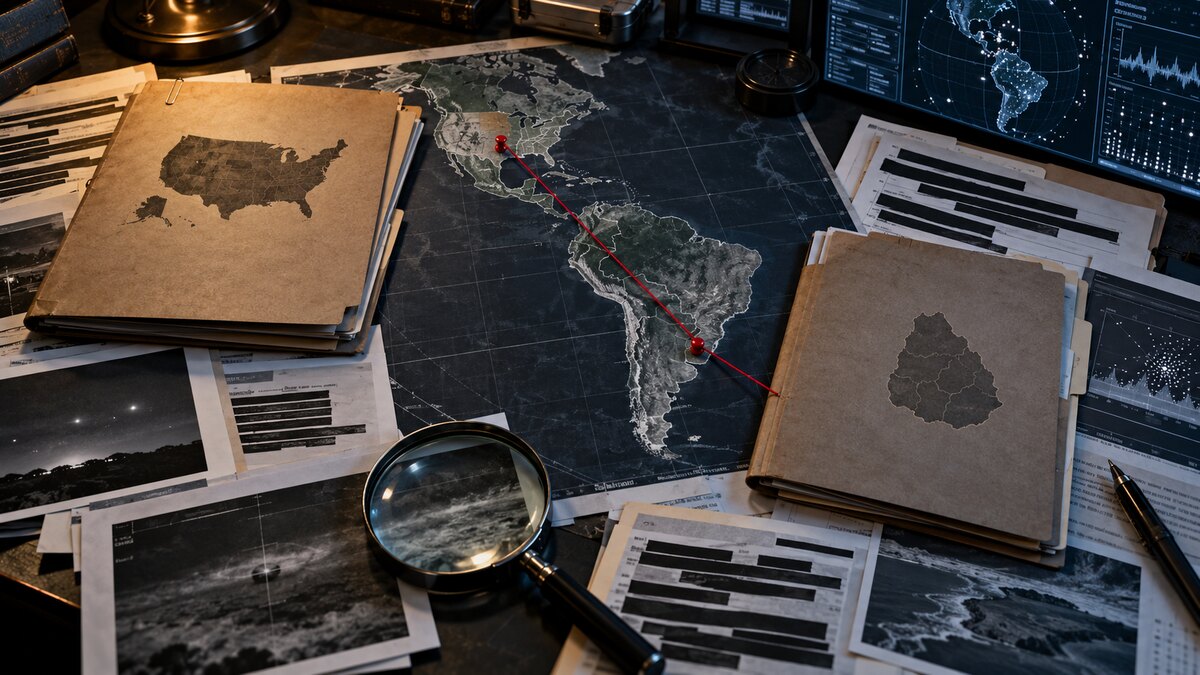 Ricostruzione editoriale del collegamento fra Stati Uniti e Uruguay sui dati UAP