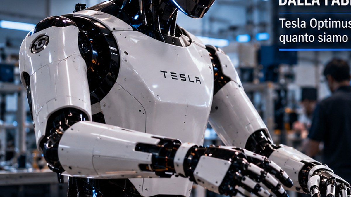 Ricostruzione fotorealistica di un robot umanoide operativo in una fabbrica moderna