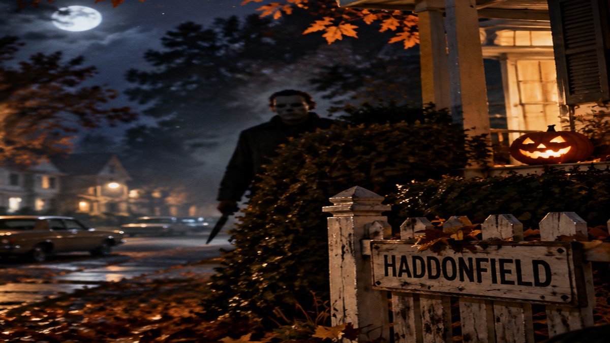 The Shape in una strada di Haddonfield, ricostruzione editoriale Alfa Network