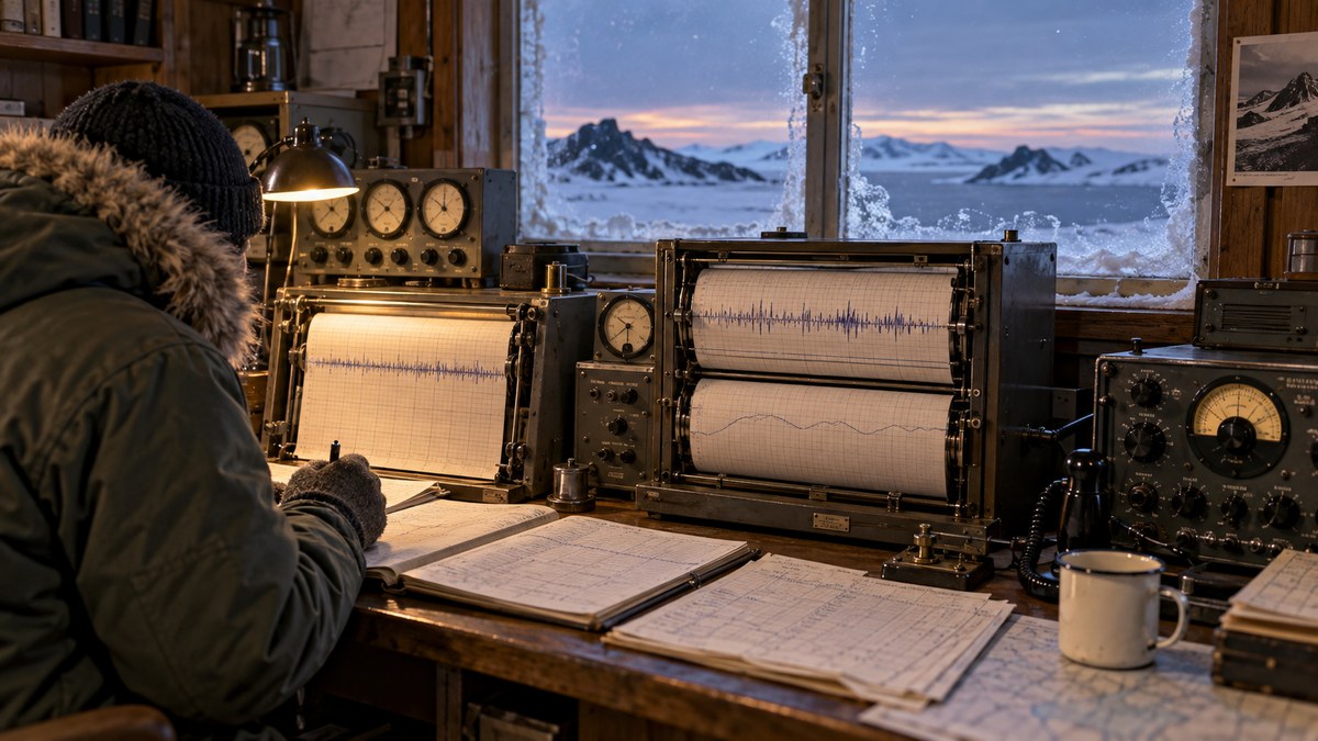 Ricostruzione editoriale di una stazione geomagnetica antartica del 1965