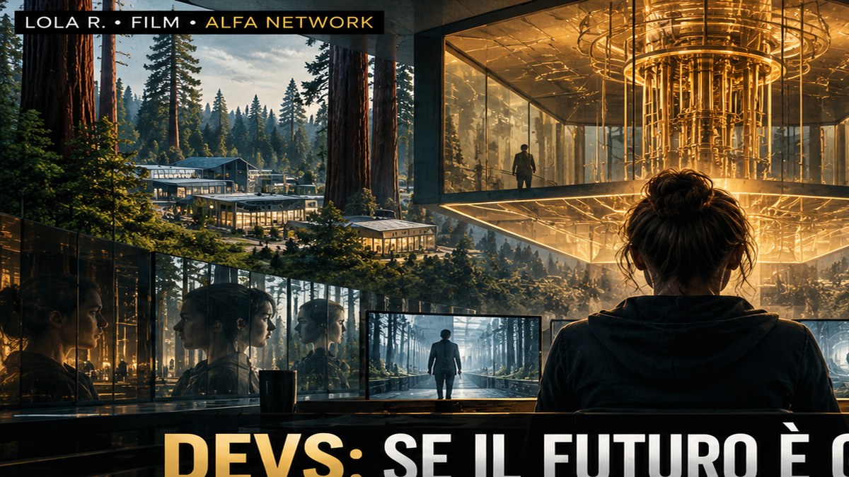 Campus tecnologico e atmosfera di Devs, ricostruzione editoriale Alfa Network