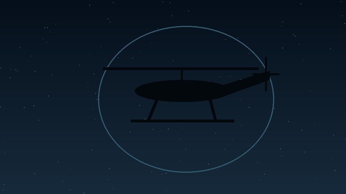 Illustrazione editoriale di elicottero in volo notturno