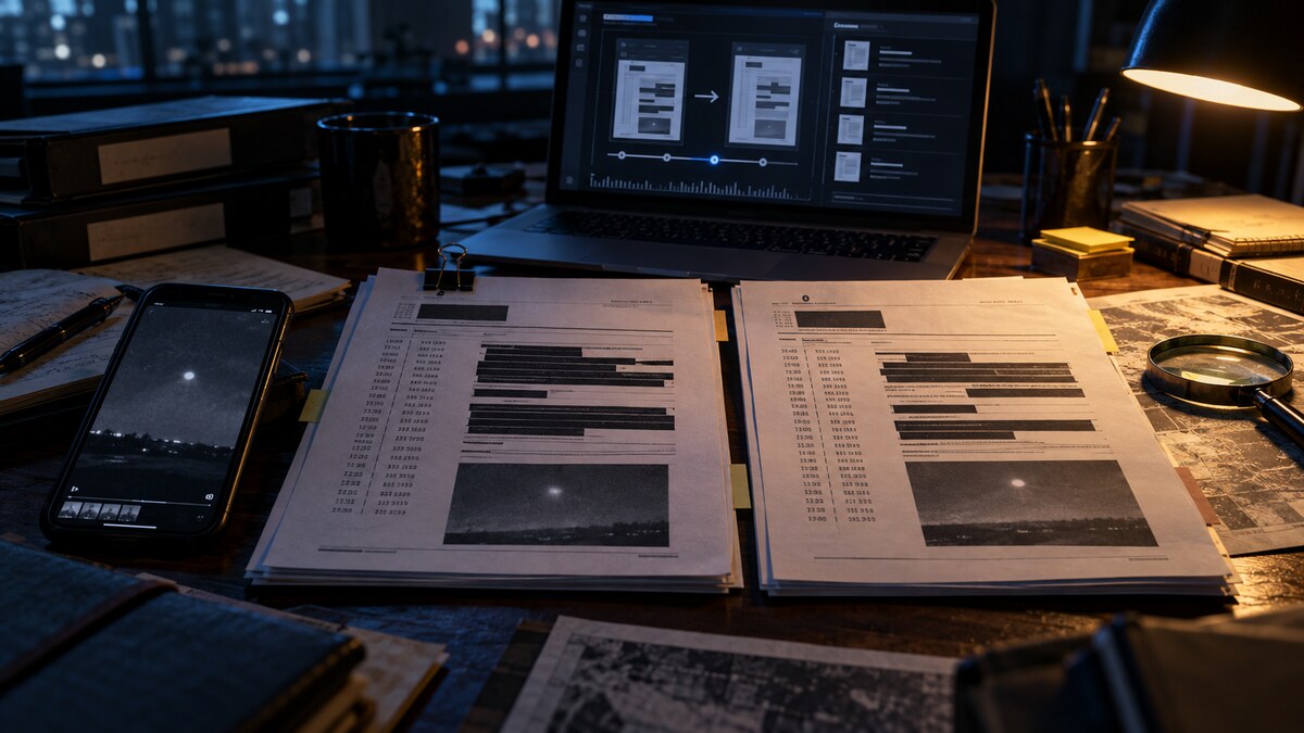 Ricostruzione editoriale del confronto fra due versioni del dossier UAP del Colorado